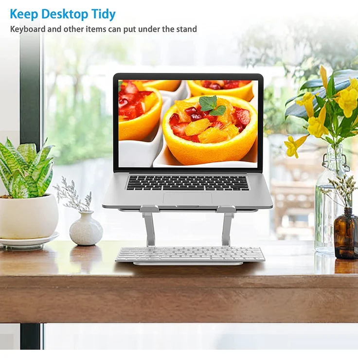 BoYata Laptop Ständer, Aluminium, höhenverstellbarer belüfteter Laptophalter, Notebook Stand, kompatibel mit Laptops (10 - 17 Zoll), MacBook, Dell, Lenovo, Samsung, Acer und Huawei MateBook, Silber – Bild 7