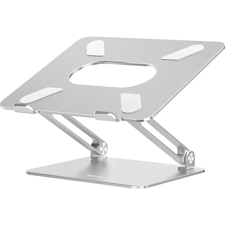 BoYata Laptop Ständer, Aluminium, höhenverstellbarer belüfteter Laptophalter, Notebook Stand, kompatibel mit Laptops (10 - 17 Zoll), MacBook, Dell, Lenovo, Samsung, Acer und Huawei MateBook, Silber – Bild 1