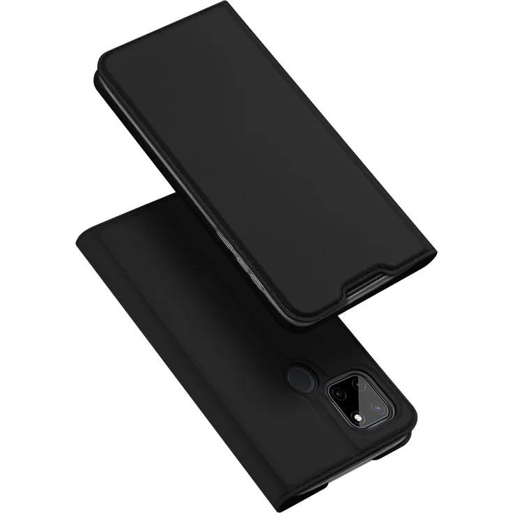 DUX DUCIS Buch Tasche kompatibel mit Realme C21Y Handy Hülle Etui Brieftasche Schutzhülle mit Standfunktion, Kartenfach schwarz