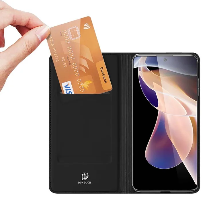 DUX DUCIS Buch Tasche kompatibel mit XIAOMI REDMI NOTE 11 PRO PLUS Handy Hülle Etui Brieftasche Schutzhülle mit Standfunktion, Kartenfach Schwarz