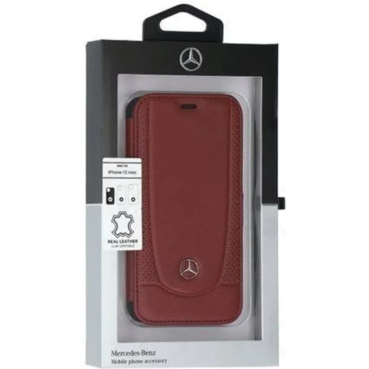 Mercedes-Benz Book Case Perforated Leather für Apple iPhone 12 mini - red