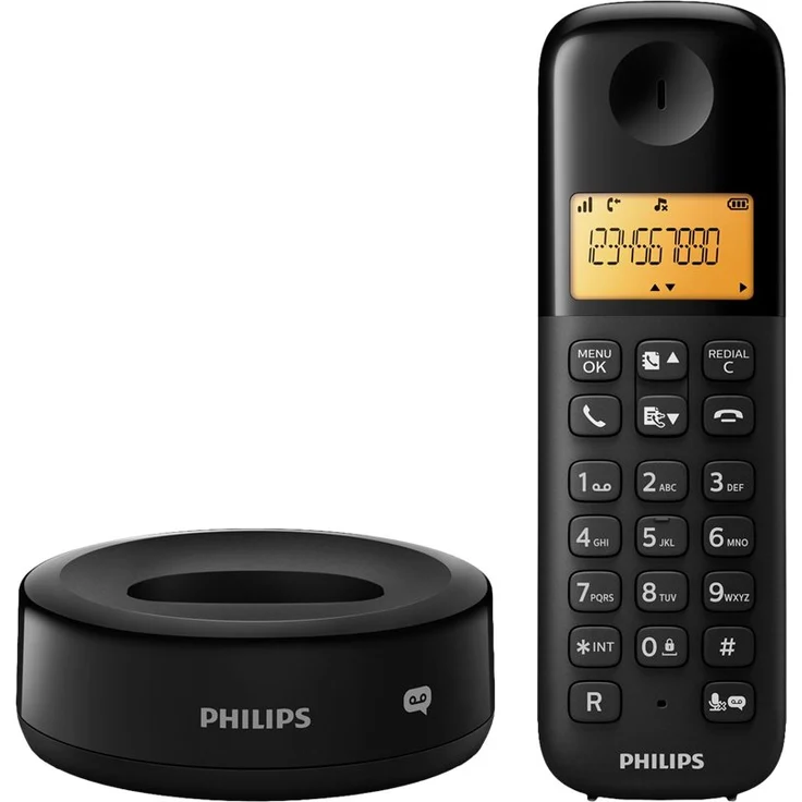 Philips D1651B/01 Schnurloses Telefon - DECT Telefon - Haustelefon - Festnetzanschluss - Anrufbeantworter - Schwarz – Bild 1
