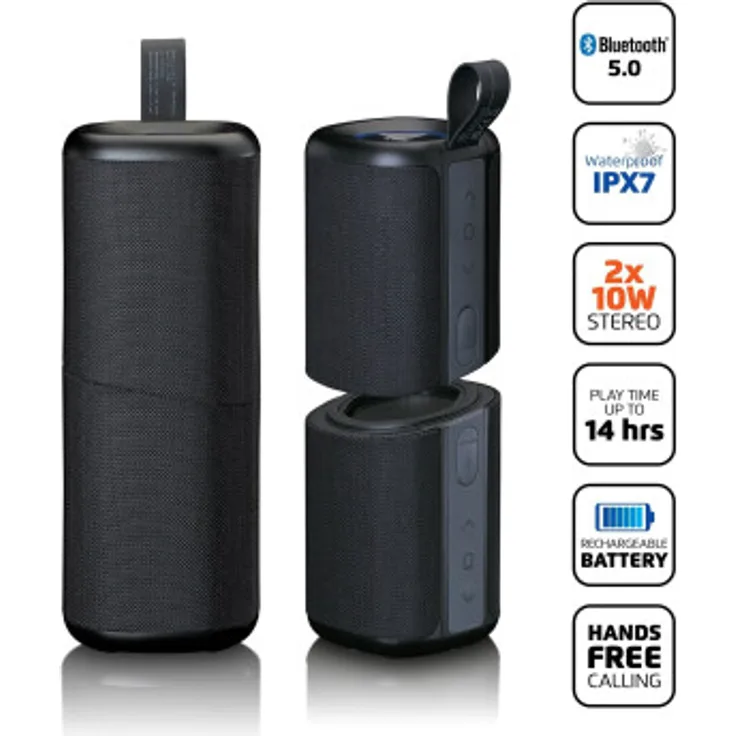 Lenco BTP-400BK Bluetooth-Lautsprecher wasserdicht, schwarz
