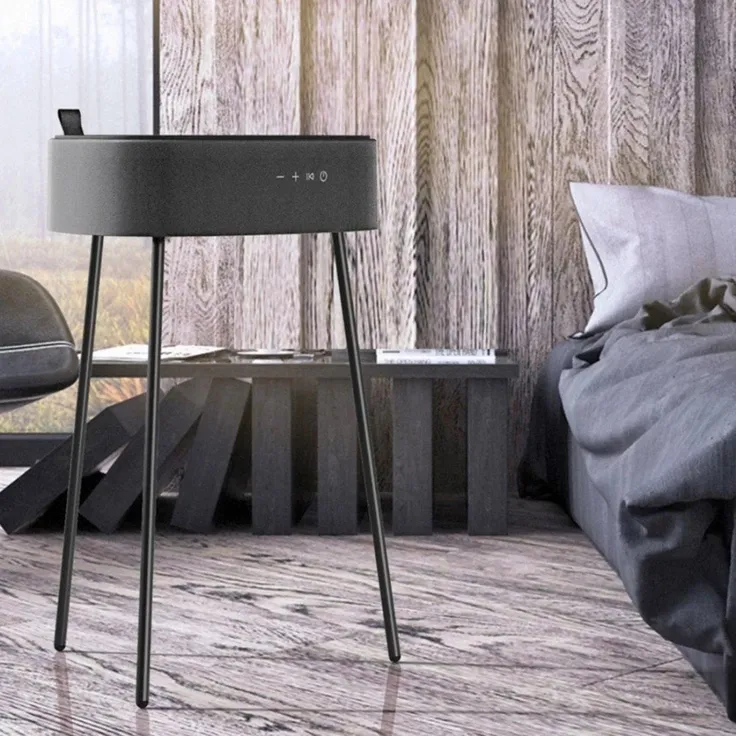 Fontastic Prime Drahtloser Lautsprecher Mesu Tisch Design sw+Holz TWS Bluetooth-Lautsprecher , schwarz