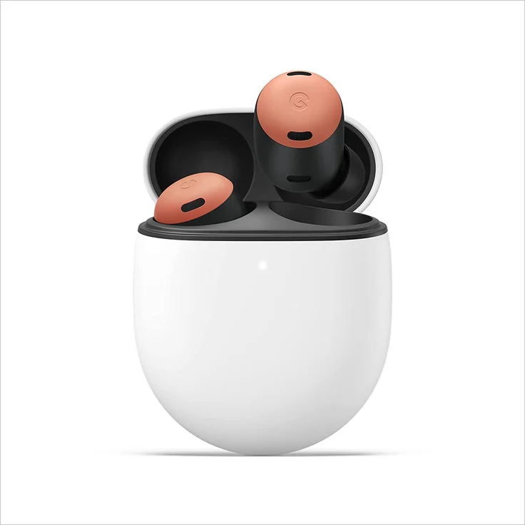 Google Pixel Buds Pro In-Ear-Kopfhörer (Freisprechfunktion, kabelloses Aufladen mit Lade-Transport-Box, Schnellladefunktion, Active Noise Cancelling (ANC), Transparenz Modus), coral – Bild 1