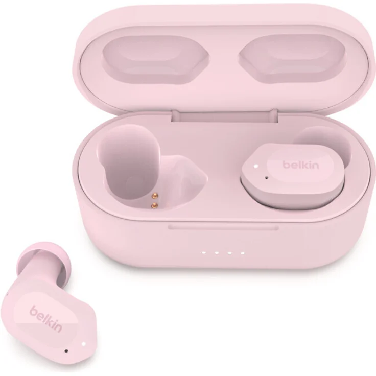 Belkin SoundForm Play In-Ear-Kopfhörer (Schnelladefunktion, Environmental Noise Cancellation (ENC)), rosa – Bild 4