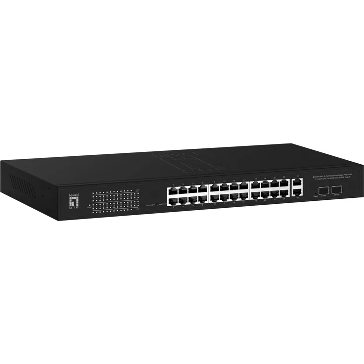 LevelOne Switch 24x GE GEP-2841 2xGSFP 19'' 370W 24xPoE+
