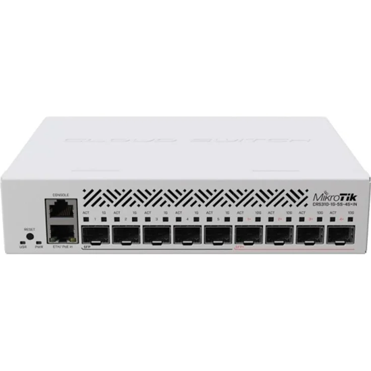 MikroTik CRS310-1G-5S-4S+IN - Switch - L3 - 5 x Gigabit SFP + 4 x 10 Gigabit SFP+ + 1 x 10-100-1000 - Desktop, an Rack montierbar - PoE+ - DC-Stomversorgung (CRS310-1G-5S-4S+IN) – Bild 2