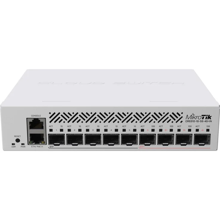 MikroTik CRS310-1G-5S-4S+IN - Switch - L3 - 5 x Gigabit SFP + 4 x 10 Gigabit SFP+ + 1 x 10-100-1000 - Desktop, an Rack montierbar - PoE+ - DC-Stomversorgung (CRS310-1G-5S-4S+IN) – Bild 1
