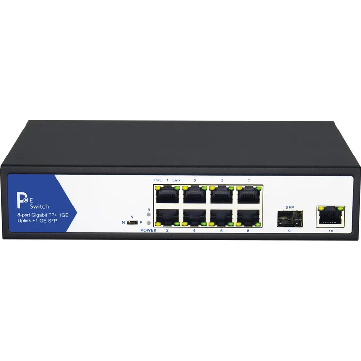 VALUE PoE+ Gigabit Ethernet Switch, 8+2 Uplink Ports (1x GbE und 1x SFP)