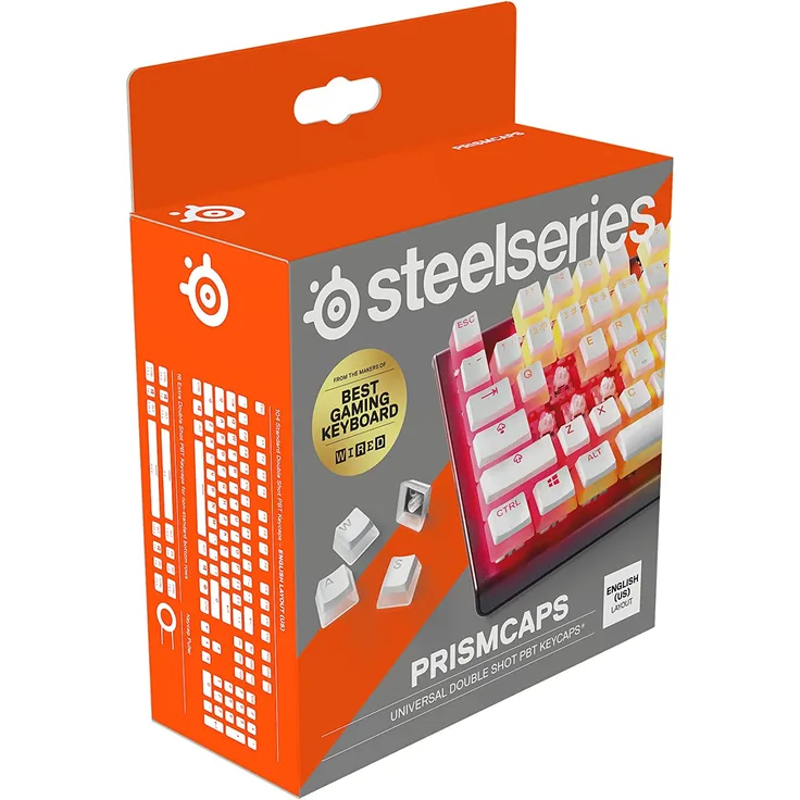 SteelSeries PrismCaps, Double-Shot-Tastenset mit „Pudding“-Optik, Kompatibilität mit allen gängigen mechanischen Tastaturen, MX-Stößel, US-Tastaturlayout, Weiß (60200)