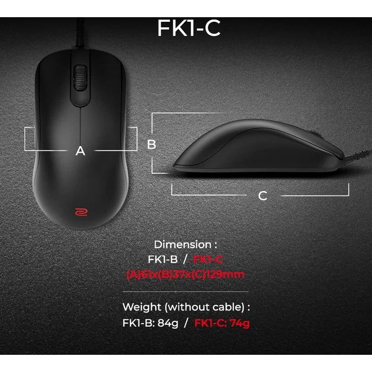 BenQ ZOWIE FK1-C - Maus, Schwarz (9H.N3DBA.A2E) – Bild 2