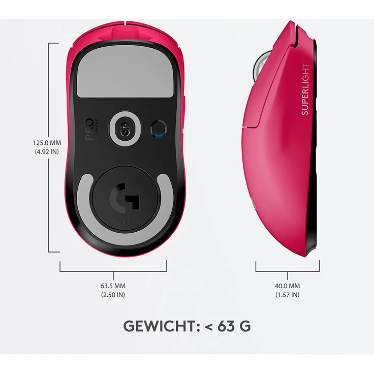 Logitech G PRO X SUPERLIGHT kabellose Gaming-Maus, Ultra-leicht 63g, HERO 25K Sensor, 25.600 DPI, 5 programmierbare Tasten, Pink (910-005956) – Bild 9