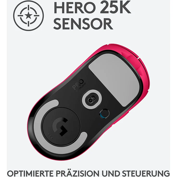 Logitech G PRO X SUPERLIGHT kabellose Gaming-Maus, Ultra-leicht 63g, HERO 25K Sensor, 25.600 DPI, 5 programmierbare Tasten, Pink (910-005956) – Bild 6