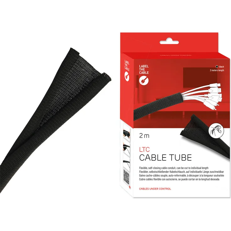 Label-The-Cable Tube, LTC 5110, Kabelschlauch 2 Meter schwarz
