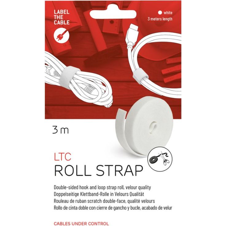 Label-the-cable LTC ROLL STRAP - Klettverschlussstreifen - weiß