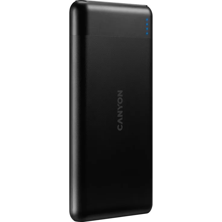 Canyon PB-107 - Powerbank - 10000 mAh - 18 Watt - 2 A - QC 3.0 - 2 Ausgabeanschlussstellen (USB, USB-C) - auf Kabel: USB, USB-C - Schwarz
