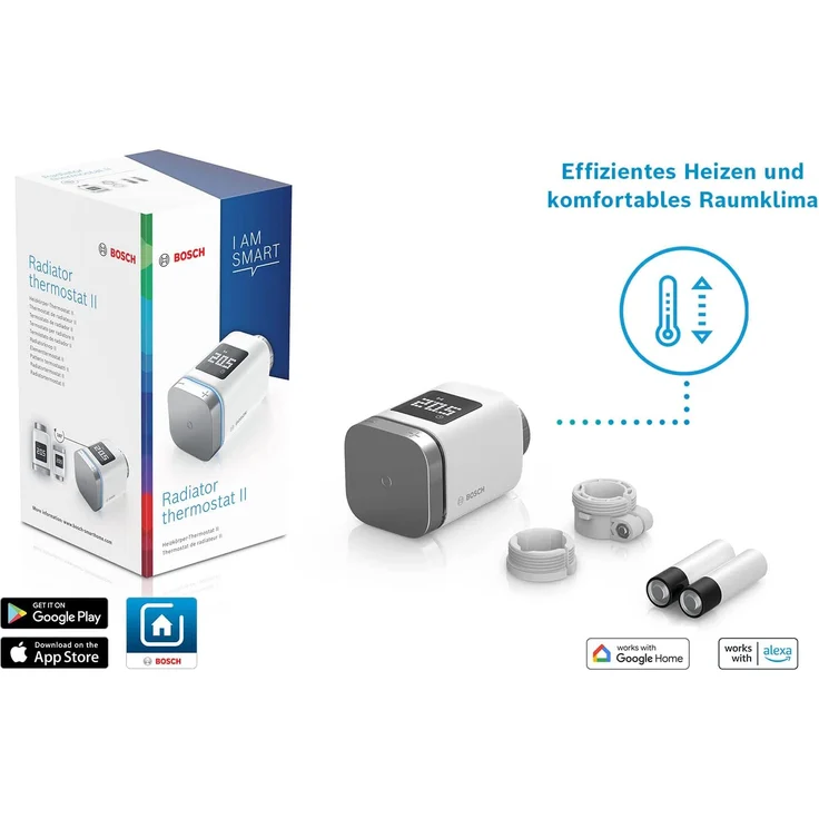 Bosch Smart Home Heizkörper-Thermostat II, smartes Thermostat mit App-Funktion, kompatibel mit Amazon Alexa und Google Home, weiß (8750002330) – Bild 7