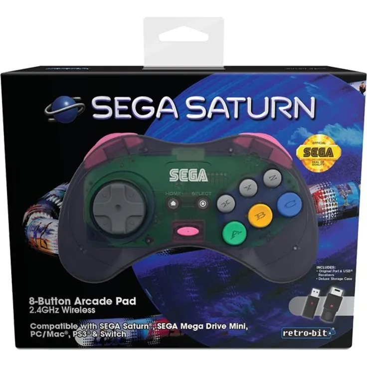 Retro Bit Sega Saturn 8-Button Arcade Pad 2.4GHz Wireless, Grau (Switch) - Preisvergleich