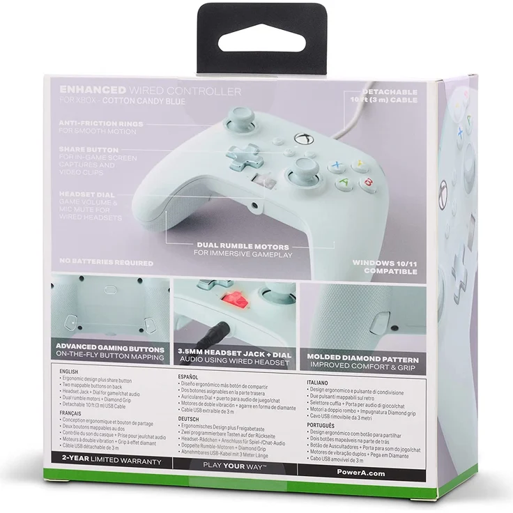 PowerA Enhanced Wired Controller, Cotton Candy Blue (Xbox One/Xbox Series) – Bild 4