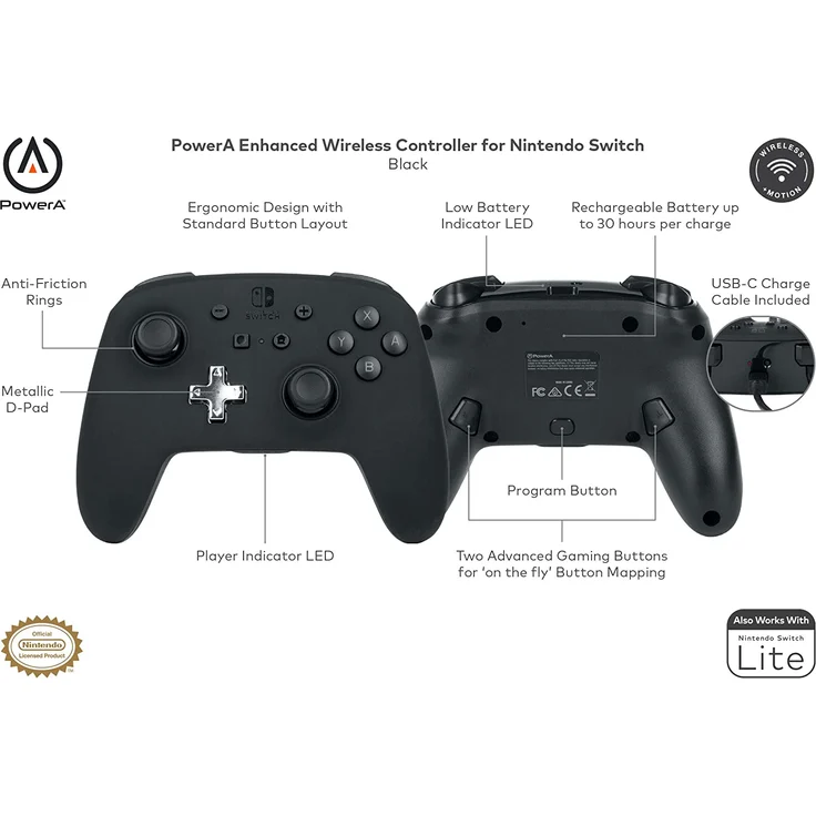 PowerA Enhanced Wireless Controller, Schwarz (1509988-03) (Switch) – Bild 2
