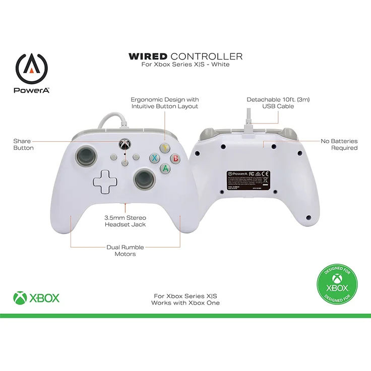 PowerA Wired Controller, Weiß (Xbox Series) – Bild 2