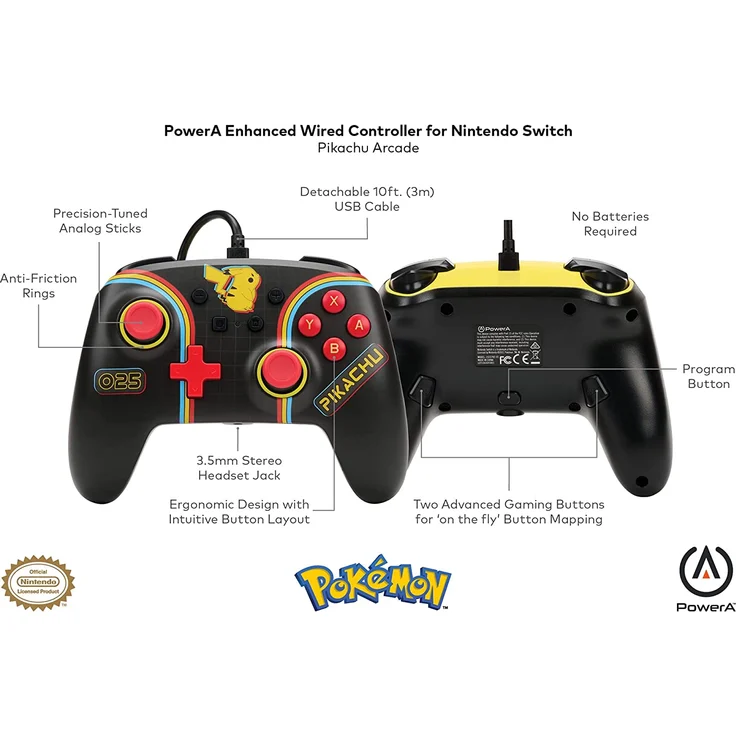 PowerA Enhanced Wired Controller - Pokémon: Pikachu Arcade (Switch) – Bild 2