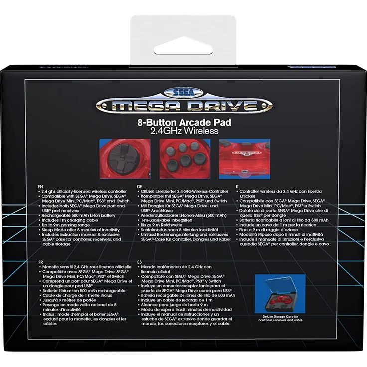 Retro Bit SEGA Mega Drive 2.4G Wireless, Crimson Red (RET00266) (Mega Drive Mini/Mega Drive/PC/PS3/Switch) – Bild 3