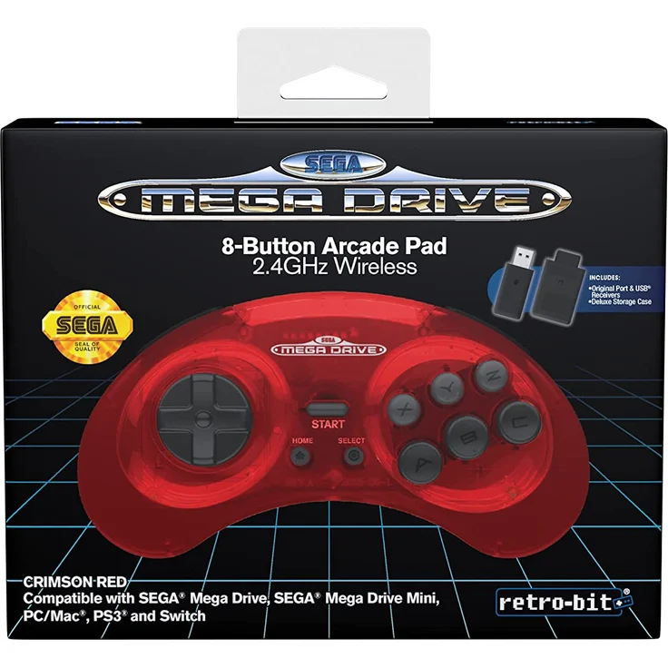 Retro Bit SEGA Mega Drive 2.4G Wireless, Crimson Red (RET00266) (Mega Drive Mini/Mega Drive/PC/PS3/Switch) – Bild 2