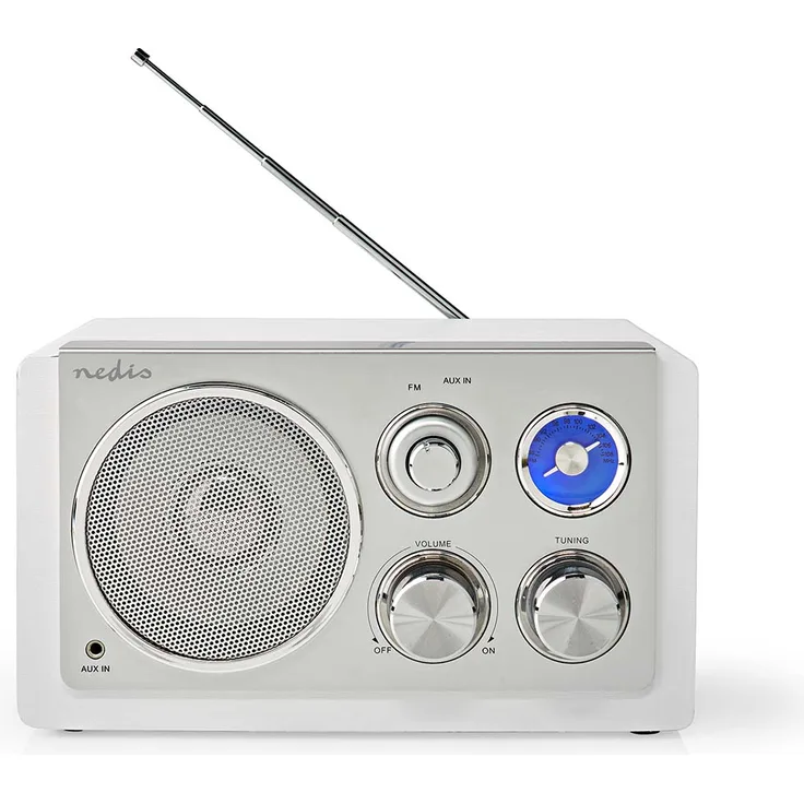 Nedis RDFM5110WT Tischradio (UKW (FM)), weiß, silber