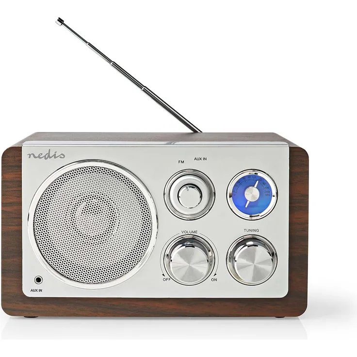 Nedis RDFM5110WT Tischradio (UKW (FM)), braun, silber
