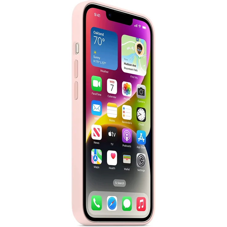 Apple MPRX3ZM/A Silikon Case mit MagSafe, geeignet für Apple iPhone 14, Kalkrosa – Bild 7