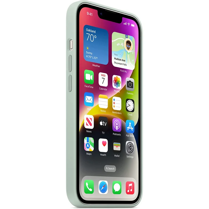Apple MPT13ZM/A Silikon Case mit MagSafe, geeignet für Apple iPhone 14, Agavengrün – Bild 7