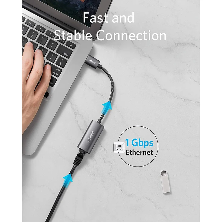 Anker PowerExpand USB 3.0 auf Gigabit Ethernet Adapter, Aluminium, kompakt, USB-A Adapter kompatibel mit MacBook Pro 2015, MacBook Air 2017 und mehr (A76130A1) – Bild 3