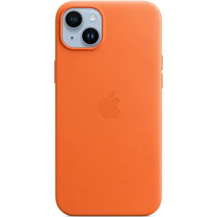 Apple MPPF3ZM/A Leder Case mit MagSafe, geeignet für Apple iPhone 14 Plus, Orange