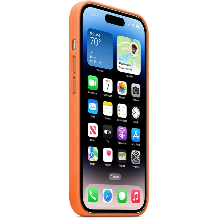 Apple MPPL3ZM/A Leder Case mit MagSafe, geeignet für Apple iPhone 14 Pro, Orange – Bild 6