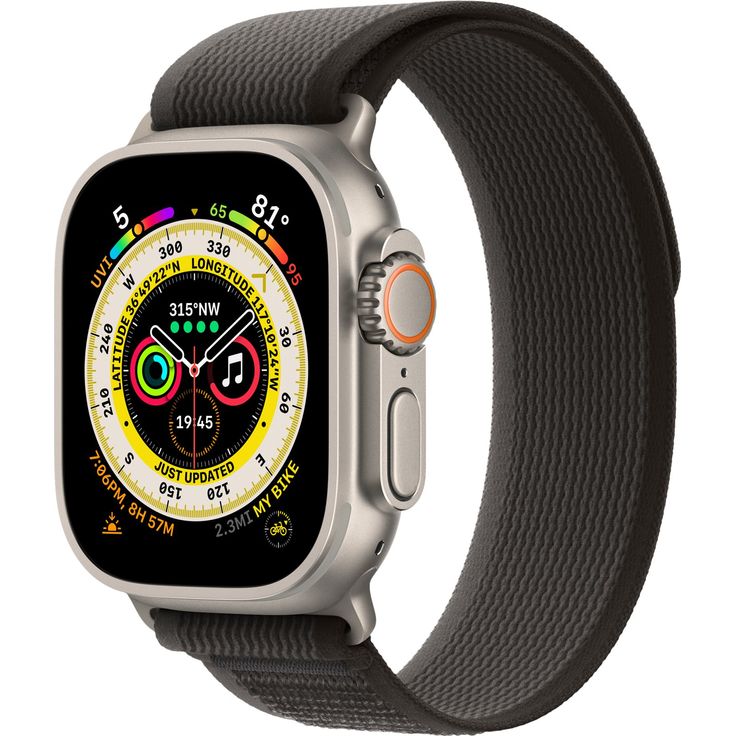 Apple Watch Ultra Smartwatch GPS + Cellular, 49mm, Titangehäuse, Trail Loop Schwarz/Grau - S/M (MQFW3FD/A) – Bild 11