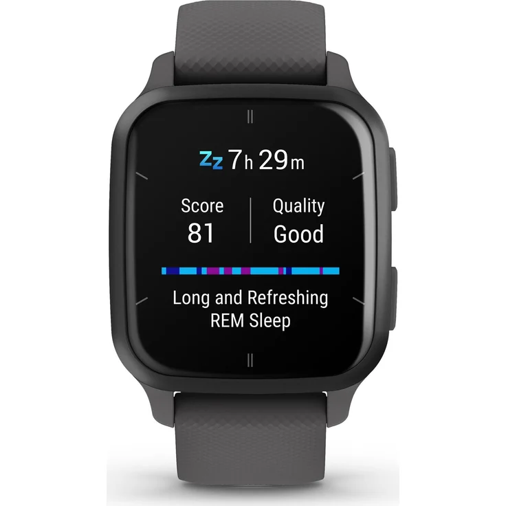 Garmin Venu Sq 2 Smartwatch GPS, Unisex, 40,6mm, Aluminiumgehäuse, Silikonarmband, Dunkelgrau/Schiefergrau – Bild 2
