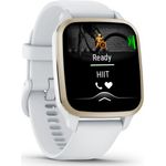 Garmin Venu Sq 2 Smartwatch GPS, Unisex, 40,6mm, Aluminiumgehäuse, Silikonarmband, Weiß/Cremegold