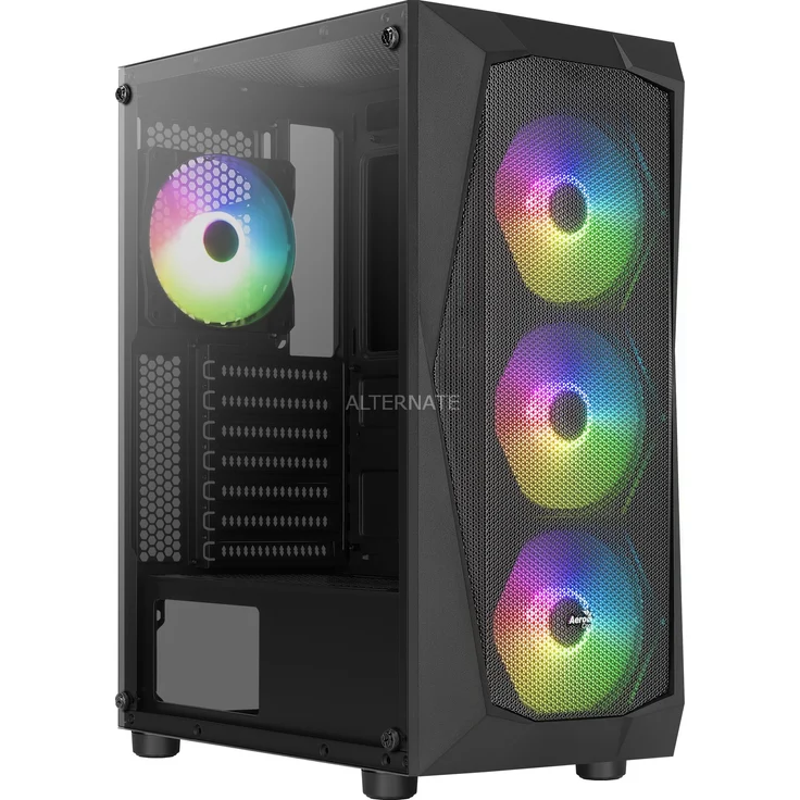 Aerocool Falcon G-BK-v2 Tower-Gehäuse, schwarz, Tempered Glass – Bild 1