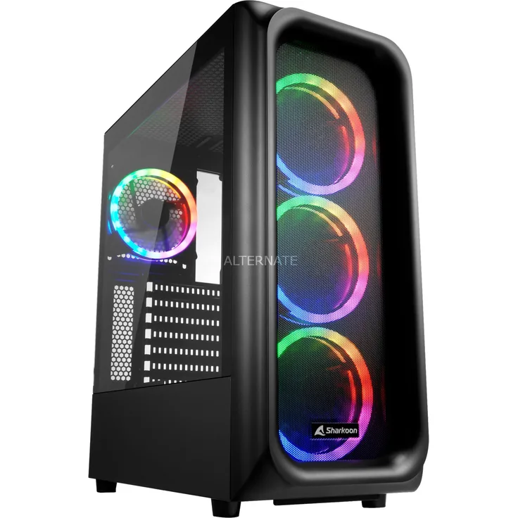 Sharkoon TK5M RGB Tower-Gehäuse, schwarz, Gehärtetes Glas