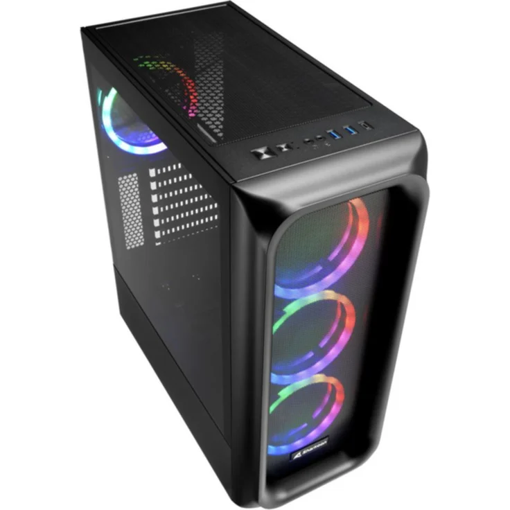 Sharkoon TK5M RGB Tower-Gehäuse, schwarz, Gehärtetes Glas – Bild 4
