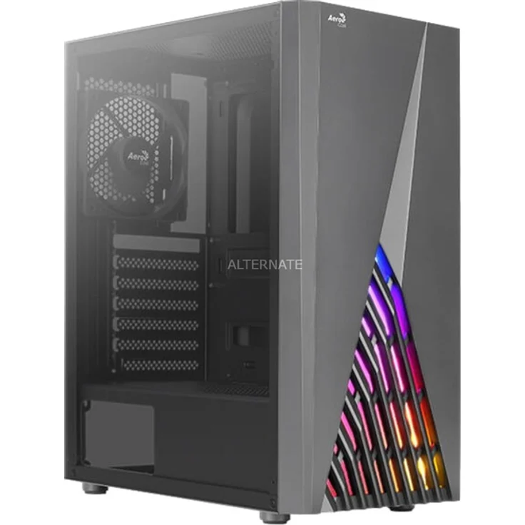 Aerocool Delta A-BK-v1 Tower-Gehäuse, schwarz, Seitenteil aus Acryl – Bild 1