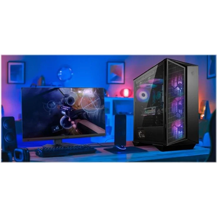 MSI MPG GUNGNIR 111R Mid-Tower ATX Gehäuse (2X USB 3.1 Anschluss, 4X 120mm A-RGB Fan im Lieferumfang, schwarz, A-RGB) – Bild 2