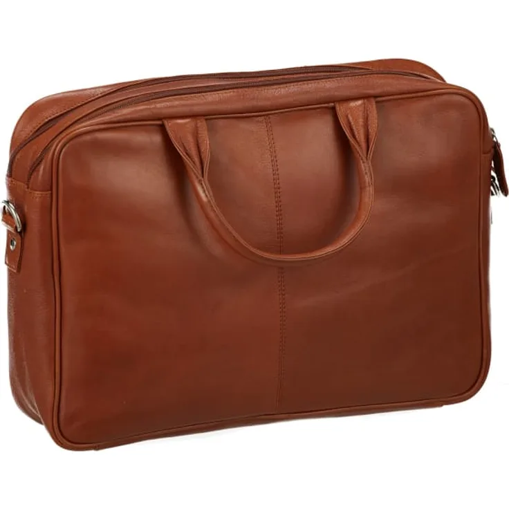 Dermata Business Aktenmappe mit Laptopfach 41 cm - Cognac
