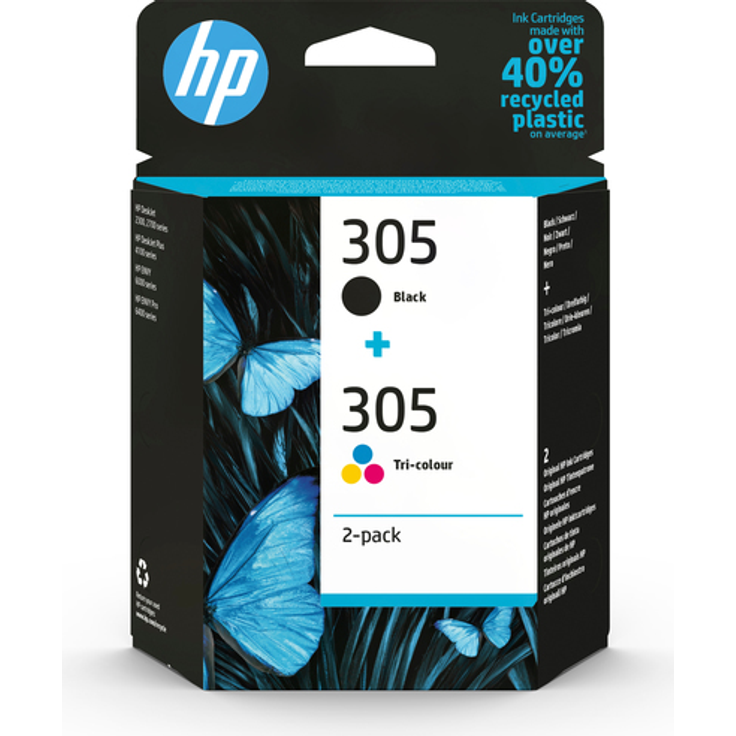 HP 305 - 2er-Pack - Schwarz, Farbe (Cyan, Magenta, Gelb) - Original - Blisterverpackung - Tintenpatrone - für Deskjet 1255, 23XX, 27XX, 41XX, DeskJet Plus 41XX, Envy 60XX, 6420, ENVY Pro 64XX - Preisvergleich – Bild 1