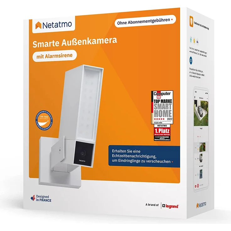 Netatmo Smarte Überwachungskamera für den Außenbereich mit 105 dB Sirene, WLAN, integrierter Beleuchtung, Bewegungserkennung, Nachtsicht, ohne Abonnement, weiß (NOC-S-W-DE) – Bild 7