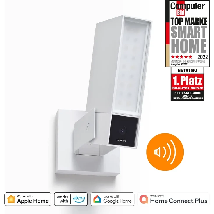 Netatmo Smarte Überwachungskamera für den Außenbereich mit 105 dB Sirene, WLAN, integrierter Beleuchtung, Bewegungserkennung, Nachtsicht, ohne Abonnement, weiß (NOC-S-W-DE) – Bild 4