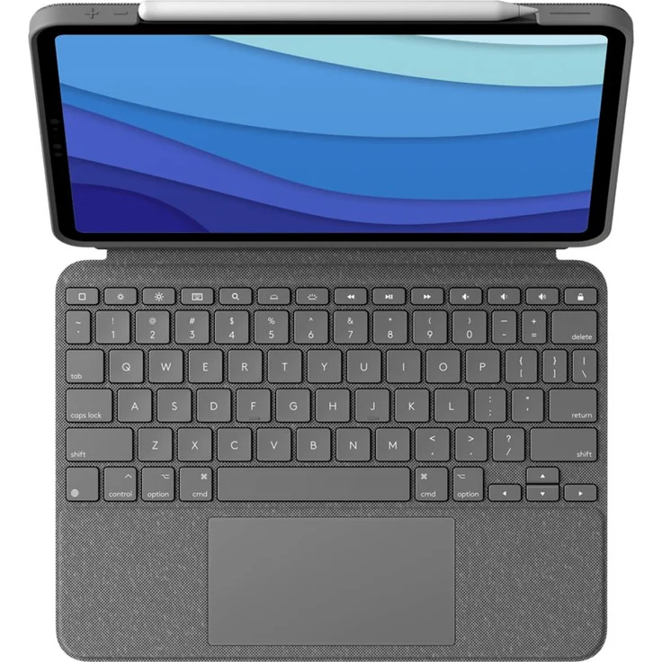 Logitech Combo Touch Tastatur und Foliohülle mit Trackpad für Apple iPad Pro 12.9, hintergrundbeleuchtet, Apple Smart connector, Englisch, Oxford Grey (920-010214) – Bild 1