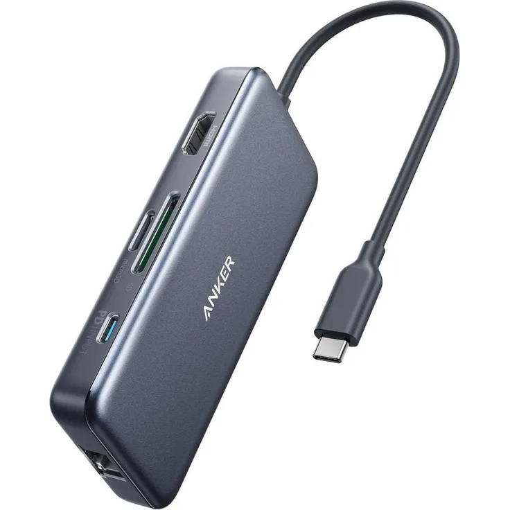 Anker PowerExpand+ 7-in-1 USB-C PD Ethernet Hub, Grau (A83520A1)